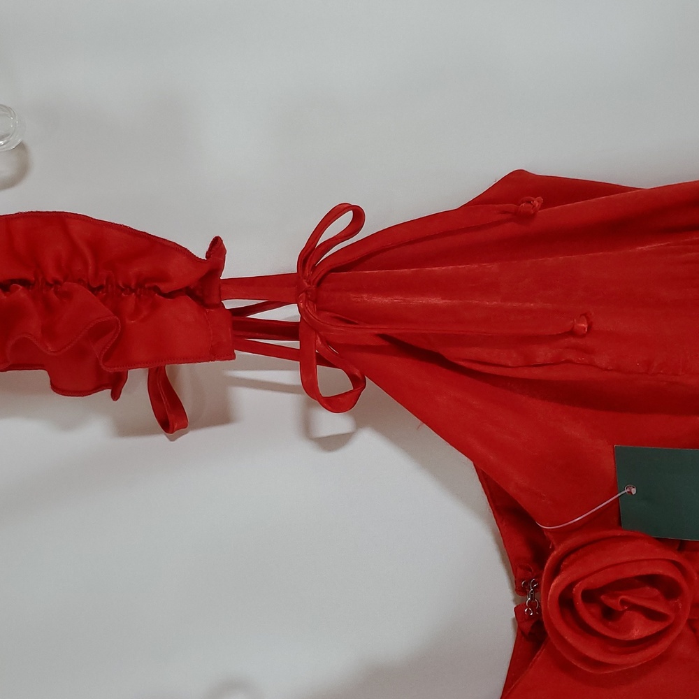 Wild Fable™ Women's Rosette Mini Babydoll Dress ~ Red - Picture 11 of 16
